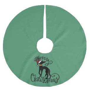 Frohe Weihnachten Greyhound Reindeer Polyester Weihnachtsbaumdecke