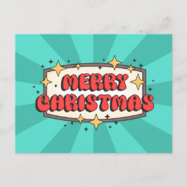 Frohe Weihnachten Groovittext, fröhlicher Retro-Ca Postkarte
