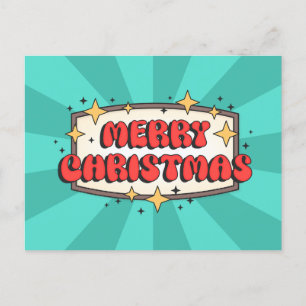 Frohe Weihnachten Groovittext, fröhlicher Retro-Ca Postkarte