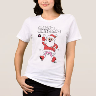 Frohe Weihnachten - Groovy Santa Strut Tri-Blend Shirt