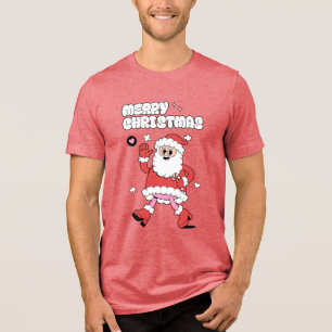 Frohe Weihnachten - Groovy Santa Strut Tri-Blend Shirt