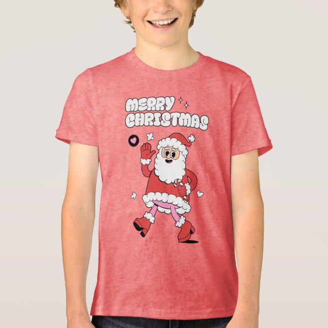 Frohe Weihnachten - Groovy Santa Strut Tri-Blend Shirt (Vorderseite)