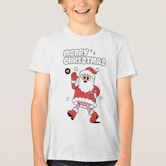 Frohe Weihnachten - Groovy Santa Strut Tri-Blend Shirt (Vorderseite)