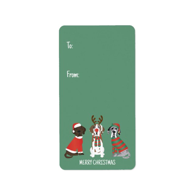 Frohe Weihnachten Große Dane Hunde Adressaufkleber (Vorne)