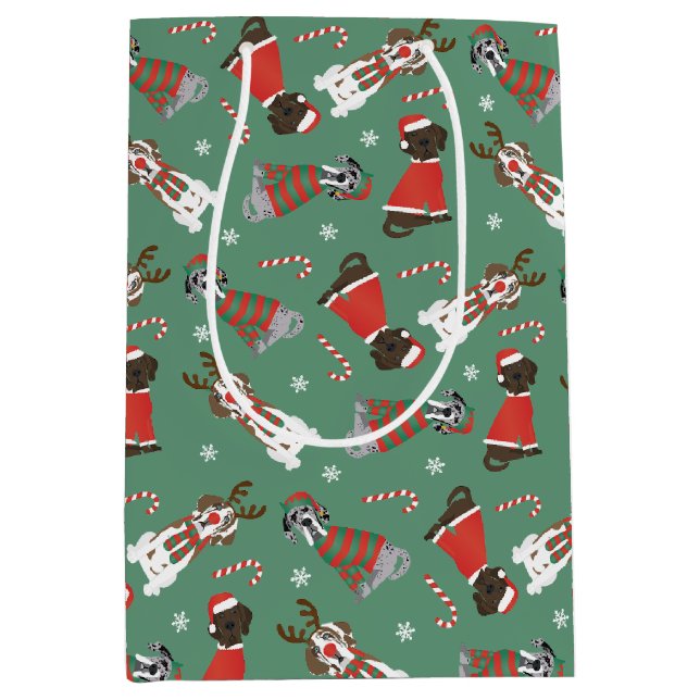 Frohe Weihnachten Große Dane Hunde Mittlere Geschenktüte (Vorderseite)