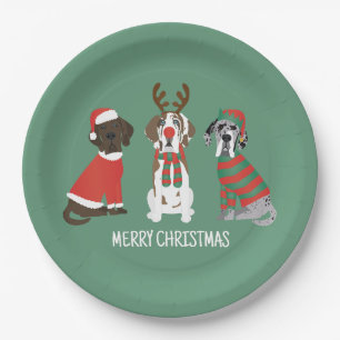 Frohe Weihnachten Große Dane Hunde Pappteller