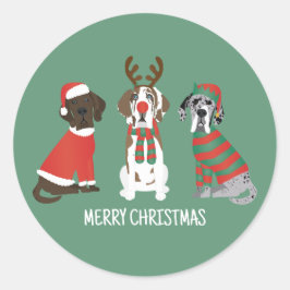 Frohe Weihnachten Große Dane Hunde Runder Aufkleber
