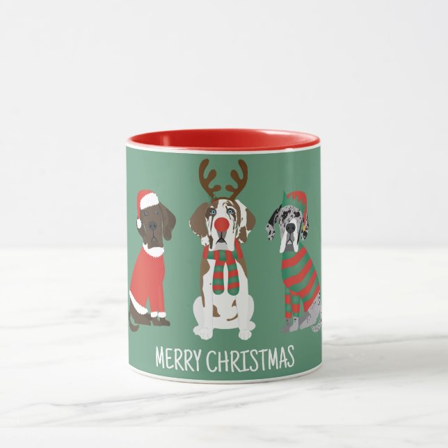 Frohe Weihnachten Große Dane Hunde Tasse (Zentrum)