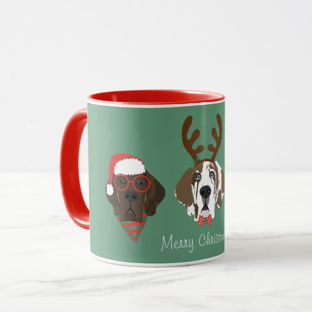 Frohe Weihnachten Große Dane Hunde Tasse (Vorderseite Links)
