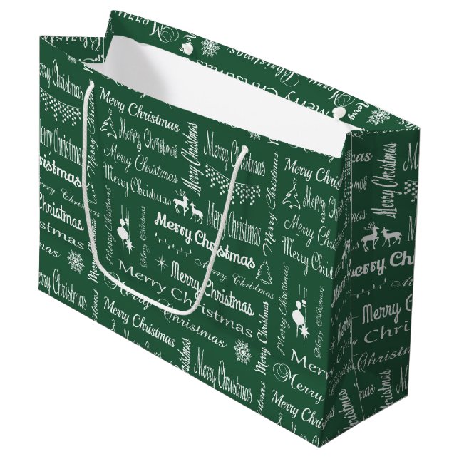 Frohe Weihnachten Große Geschenktüte (Vorderseite Schrägansicht)