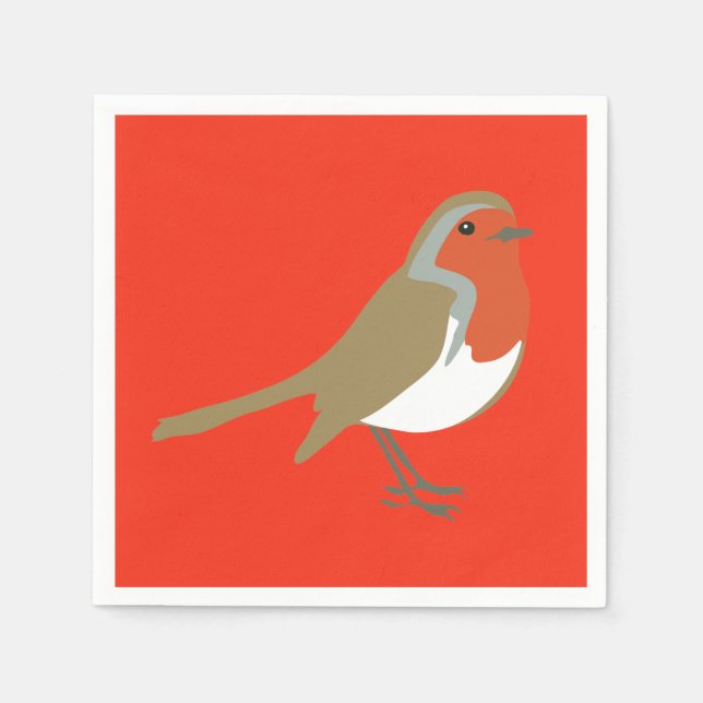 Frohe Weihnachten Große Red Robin Napkins Serviett Serviette (Vorderseite)