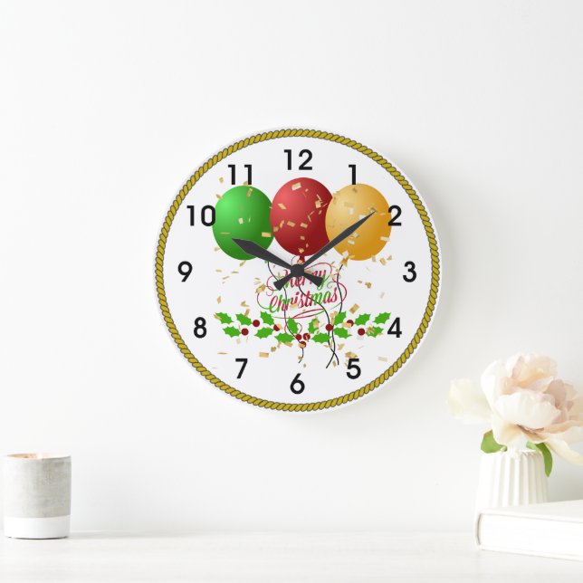 Frohe Weihnachten Große Wanduhr (Zuhause)