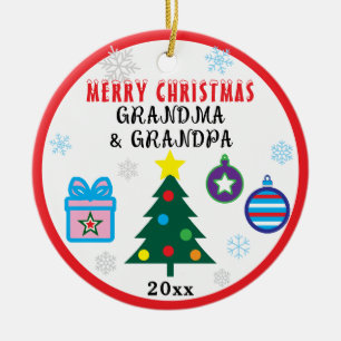 Frohe Weihnachten Großeltern Schneeflocken Baum FO Keramik Ornament