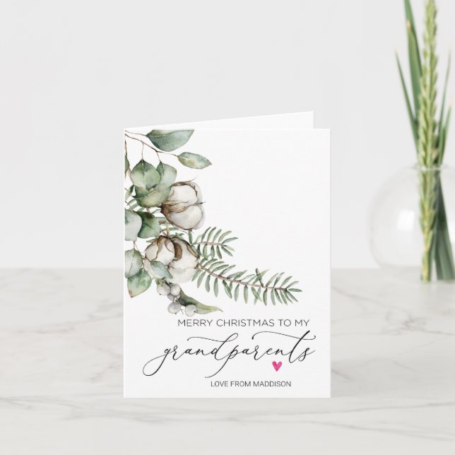 Frohe Weihnachten Großeltern von Großtochter Karte (Vorderseite)