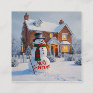 FROHE WEIHNACHTEN GROSSER SCHNEEMANN WINTERSZENE BEGLEITKARTE