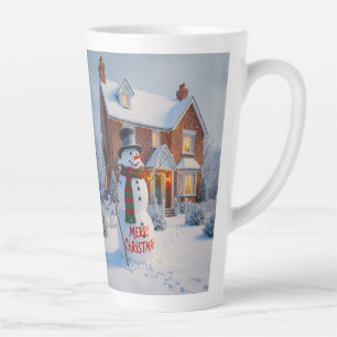 FROHE WEIHNACHTEN GROSSER SCHNEEMANN WINTERSZENE MILCHTASSE