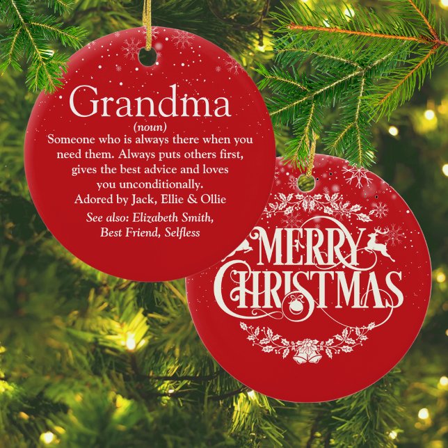 Frohe Weihnachten Großmutter Definition Keramik Ornament (Merry Christmas Grandma Grandmother Definition Ceramic Ornament)