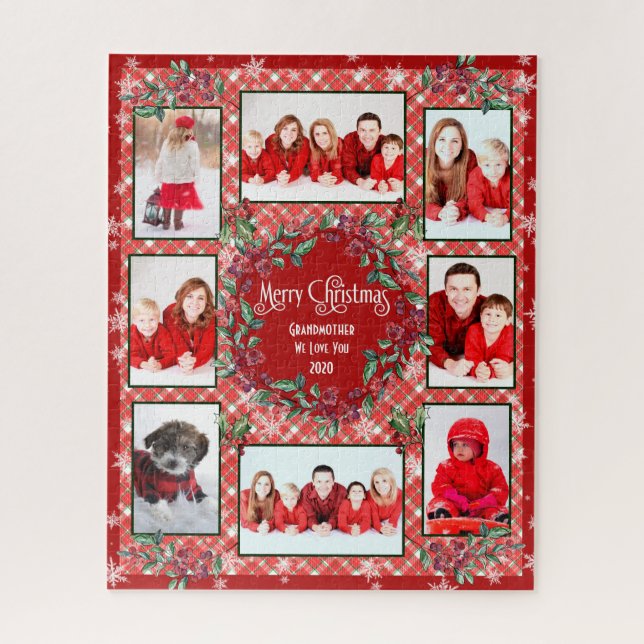 Frohe Weihnachten Großmutter Familie Foto Collage Puzzle (Vertikal)