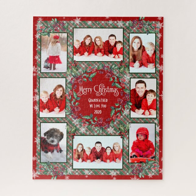 Frohe Weihnachten Großvater Familie Foto Collage Puzzle (Vertikal)