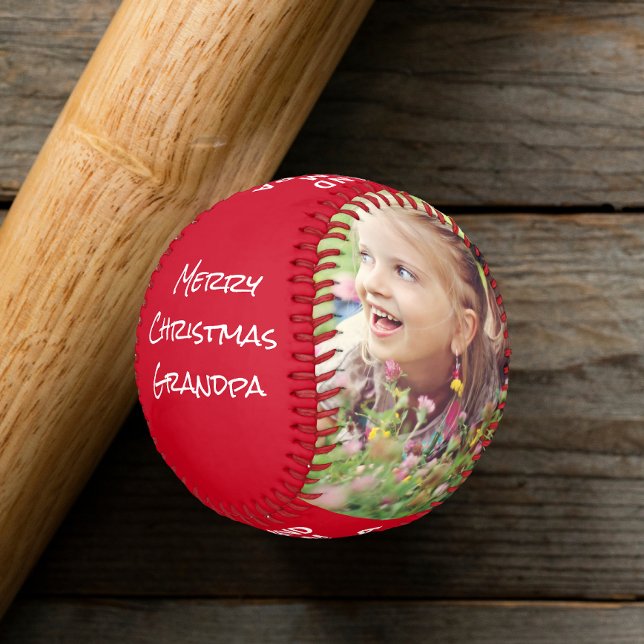 Frohe Weihnachten Großvater Rotes Foto Baseball (Von Creator hochgeladen)