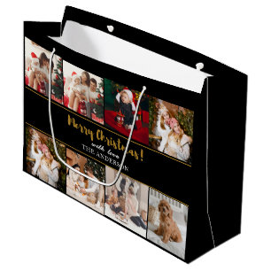 Frohe Weihnachten Grün Elegant Moderne Fotos Große Geschenktüte