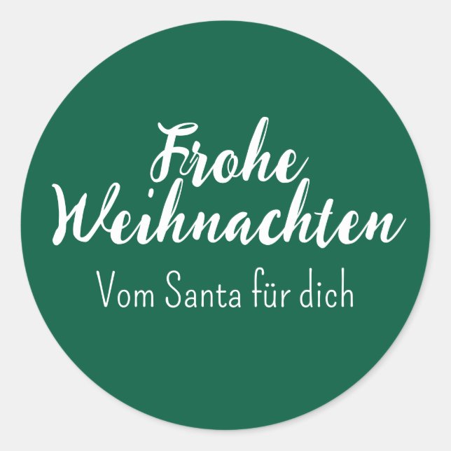 Frohe Weihnachten grün Frohe Weihnachten auf Deuts Runder Aufkleber (Vorderseite)