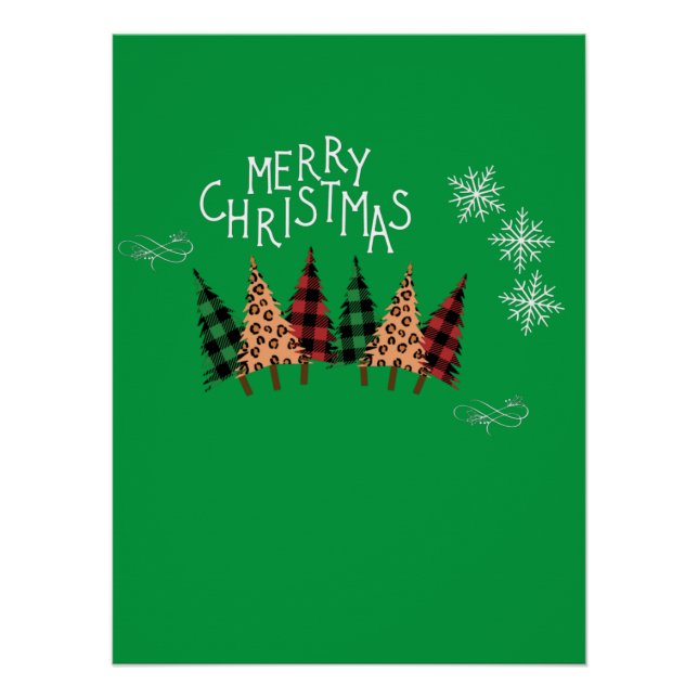 Frohe Weihnachten Grün Poster (Vorderseite)