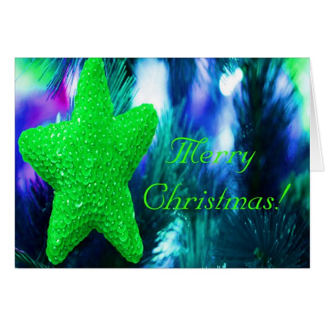 Frohe Weihnachten Grün Star (Vorderseite (Horizontal))