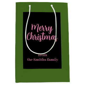 Frohe Weihnachten Grün und Rosa Minimal Mittlere Geschenktüte