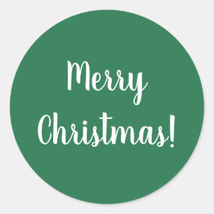 Frohe Weihnachten Grün & Weiße Typografie Festlich Runder Aufkleber