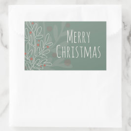 Frohe Weihnachten grüne abstrakte Mistel Rechteckiger Aufkleber