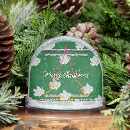 Frohe Weihnachten Grüne Bäume Schneekugeln