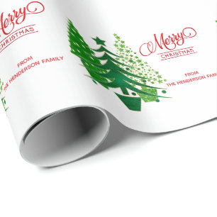 Frohe Weihnachten, grüne Bäume Umhüllungspapier Geschenkpapier