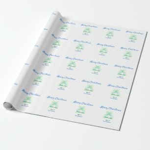 Frohe Weihnachten grüne blaue Bogen fügen Familien Geschenkpapier