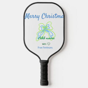 Frohe Weihnachten grüne blaue Bogen fügen Familien Pickleball Schläger