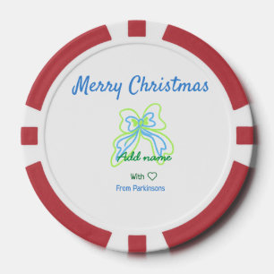 Frohe Weihnachten grüne blaue Bogen fügen Familien Pokerchips