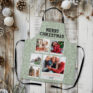 Frohe Weihnachten Grüne Doodles 5 Foto Familienges Schürze