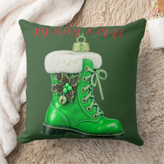 Frohe Weihnachten Grüne Festliche Stiefel-Weihnach Kissen