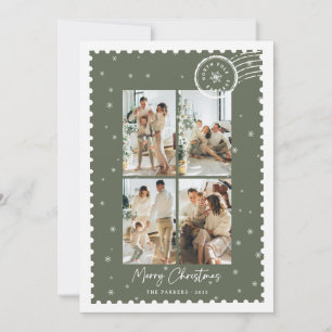Frohe Weihnachten Grüne Foto-Collage-Stempel