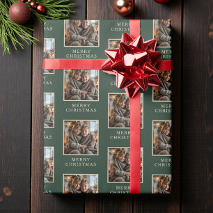 Frohe Weihnachten Grüne Foto Ferien Geschenkpapier