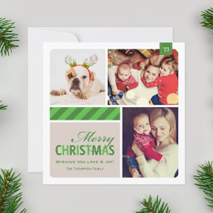 Frohe Weihnachten Grüne Gestreifte Collage Foto