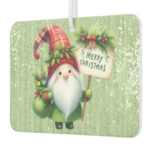 Frohe Weihnachten Grüne Gnome Glittery Autolufterfrischer