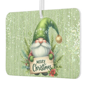 Frohe Weihnachten Grüne Gnome Glittery Autolufterfrischer
