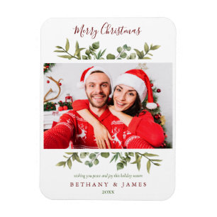 Frohe Weihnachten Grüne Paarfoto Feiertag Magnet