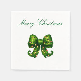 Frohe Weihnachten Grüne Schleife Feiertagsserviett Serviette