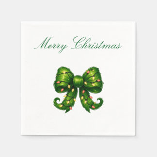 Frohe Weihnachten Grüne Schleife Feiertagsserviett Serviette
