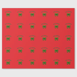 Frohe Weihnachten Grüne Schleife Festtagsverpackun Geschenkpapier