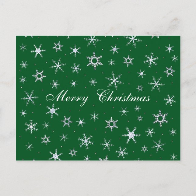 Frohe Weihnachten Grüne Schneeflocken (Vorderseite)