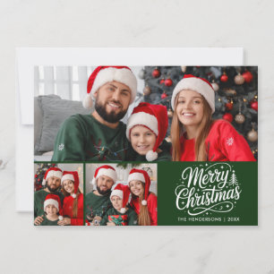 Frohe Weihnachten Grüne Schrift Familienfoto
