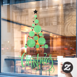 Frohe Weihnachten Grüne Tree Stars Urlaub Fensteraufkleber